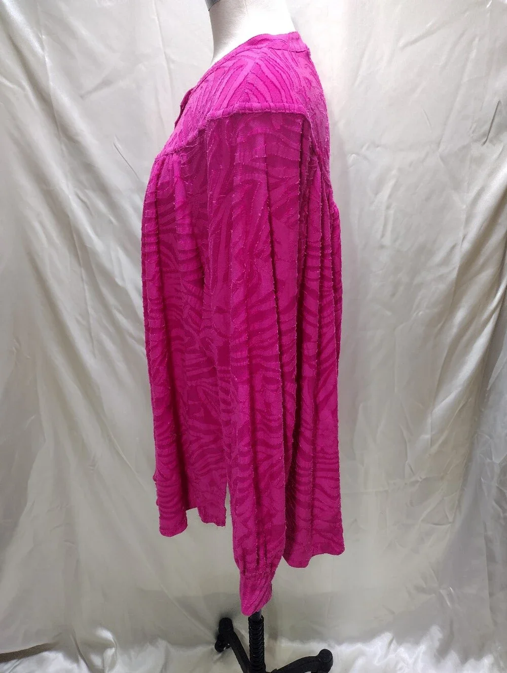 Free People Cant Stop Dreaming Tunic Top L Magenta Pink Floral Rose Oversized